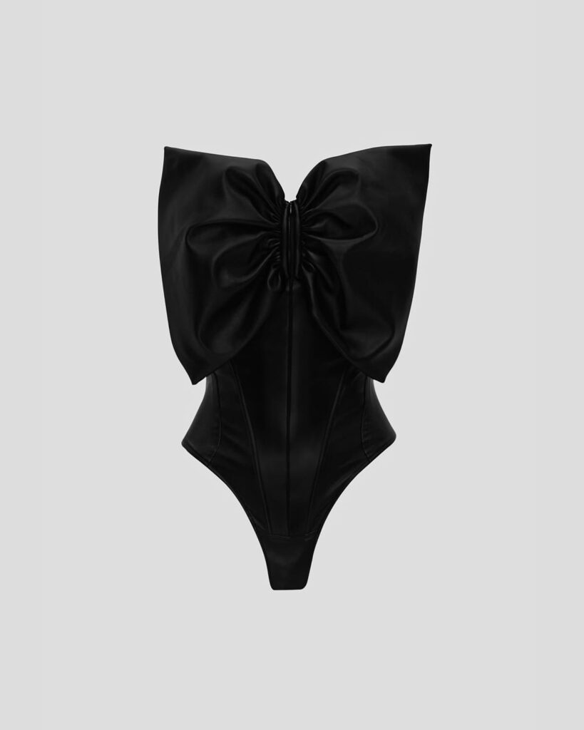 Corset bodysuit with a bow