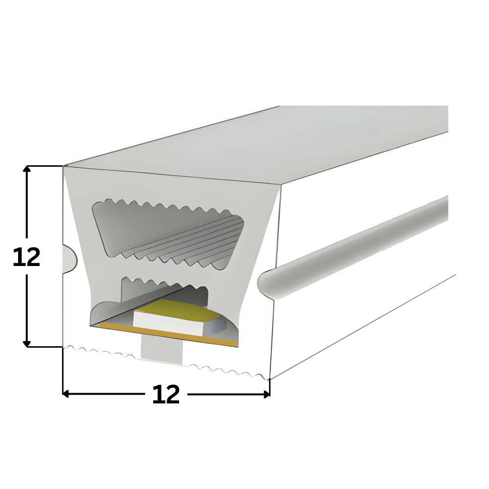 LED Neon Flex Streifen 12×12 mm – 120 LEDs/m 2835, 24V, 12 W/m, 446 lm/m, 5m – Warmweiß 3000K CRI>93, IP67, wasserdicht