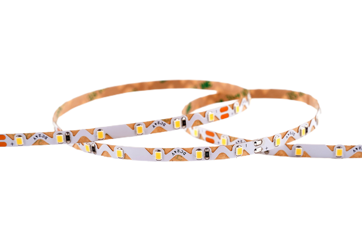 ZigZag LED Streifen 6,6 mm – 60 LEDs/m, 24V, 7,2 W/m, 925 lm/m, 5m – Warmweiß 3000K, CRI>92, IP20, für Kurven