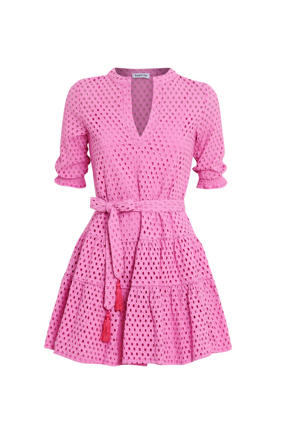 Lido Pink Long Sleeve Ruffle Dress - XS