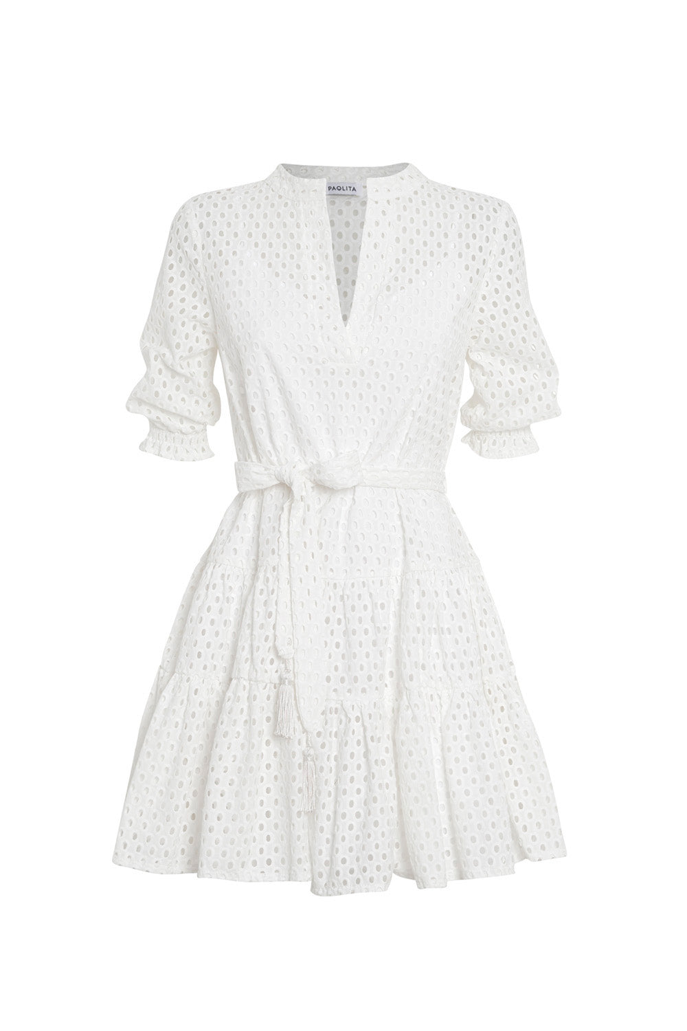 Lido White Long Sleeve Ruffle Dress - XS
