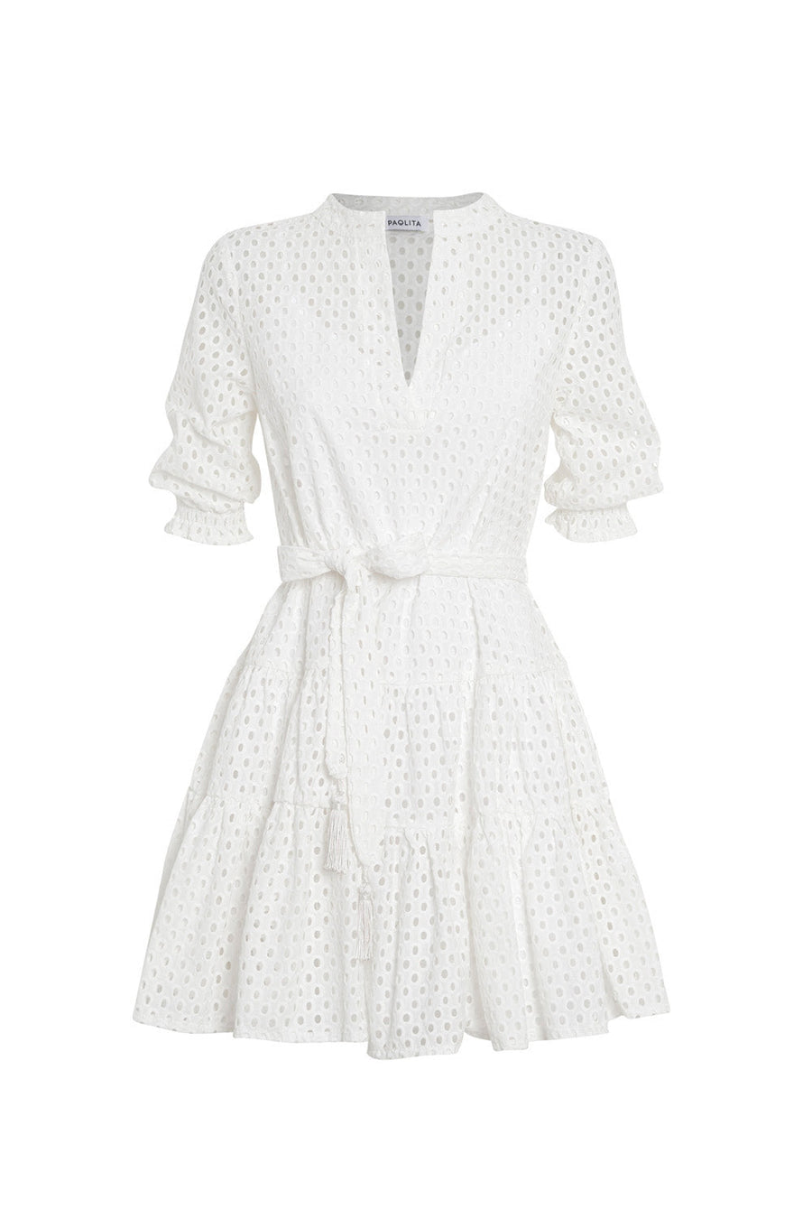 Lido White Long Sleeve Ruffle Dress - XS