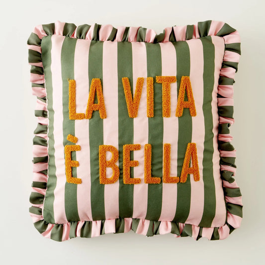 Line Punch Embroidered Cushion Cover