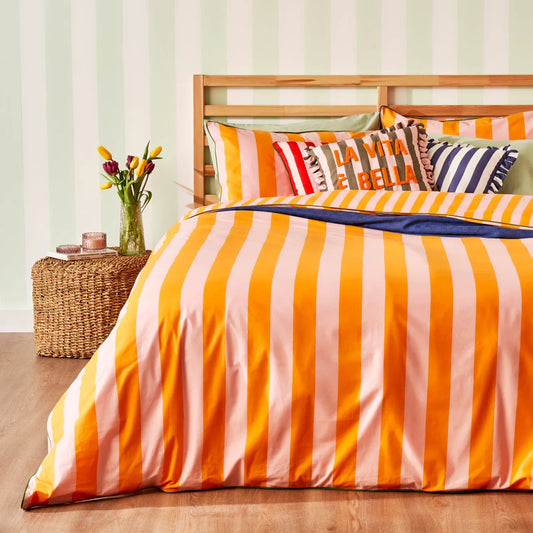 Line Striped Cotton Duvet Set - Full Size