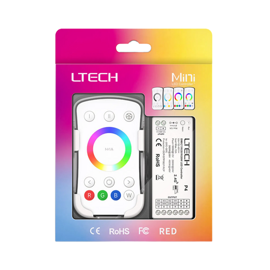 LTECH M4A+P4 LED RGBW Funk Set 2.4 GHz, Funk Fernbedienung & 4-Kanal Empfänger, 12-48V DC, für RGB und RGBW LED Streifen