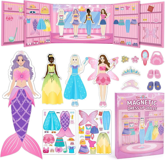 Magnetic Dress Up Dolls Set for Girls – 42PCS Princess & Mermaid Kit