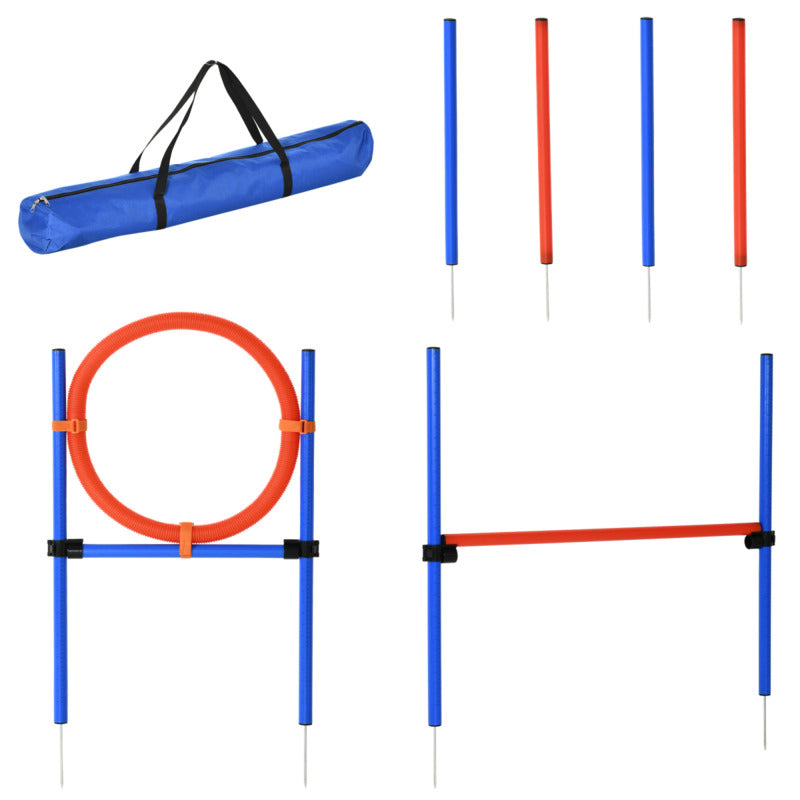Pawhut Dog Agility Training Set - Jump Hoop, Poles & Tunnel For Confidence & Obedience