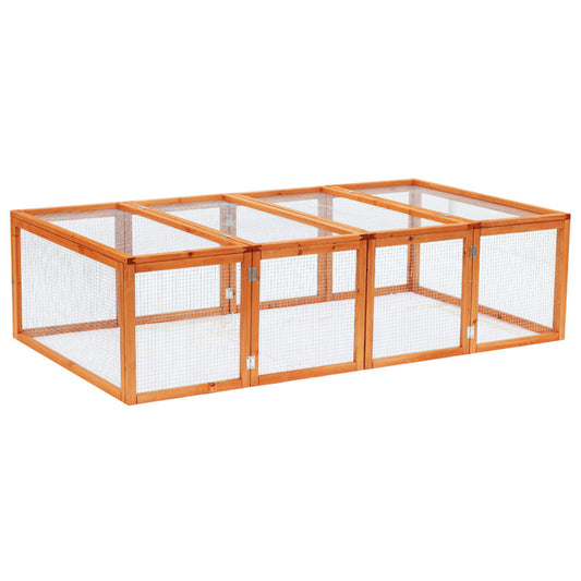 Pawhut Mesh Wire Rabbit Hutch Cage With Run And Play Space - Bottomless Outdoor Enclosure