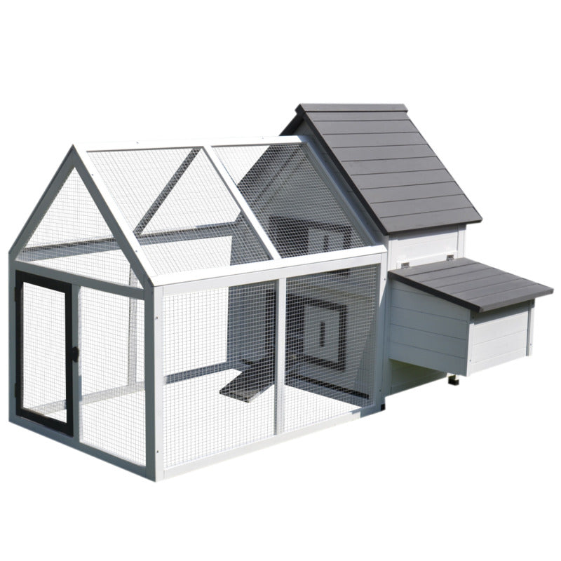 Wooden Chicken Coop Hen House With Ramp & Run - Predator-proof Fir Wood, Outdoor Shelter