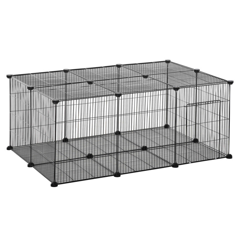 Diy Pet Playpen Cage 22 Piece With Door For Rabbits, Chinchillas, Guinea Pigs - Metal Construction