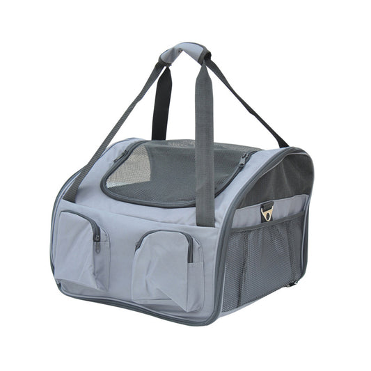 Pawhut Pet Carrier Bag For Cat Dog Puppy - Folding Travel Cage With Mesh Panels & Storage Pockets