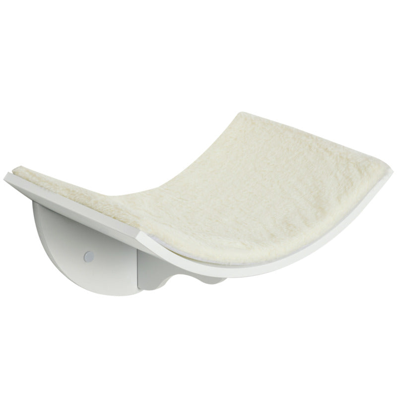 Pawhut Mdf Wall-mounted Cat Shelf Berber Fleece - Curved Climber Bed (4.5kg Max Weight)