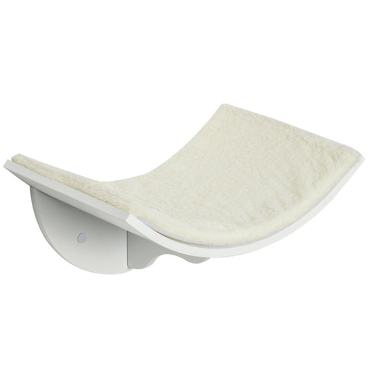Pawhut Mdf Wall-mounted Cat Shelf Berber Fleece - Curved Climber Bed (4.5kg Max Weight)