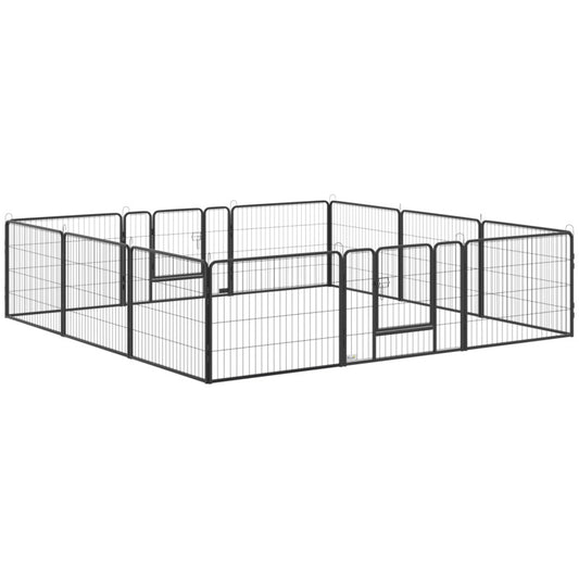 Pawhut 12-panel Dog Playpen, Heavy-duty Pet Fence, Diy Design With Doors - 80 X 60 Cm