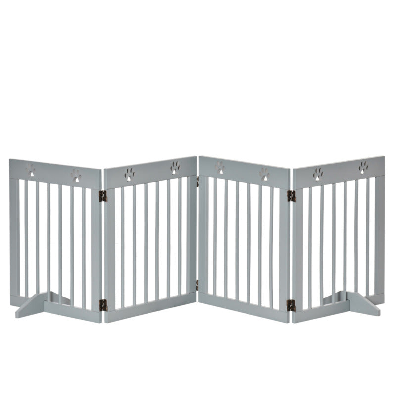 Pawhut 4-panel Folding Mdf Pet Gate Barrier With Support Feet