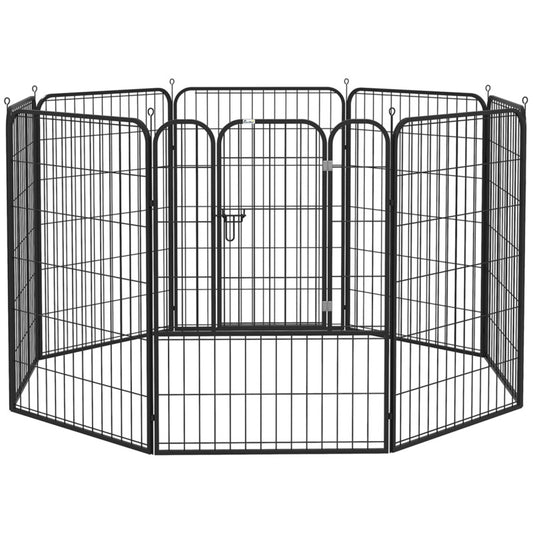 Pawhut Metal Pet Playpen Folding Run Fence Hutch Cage - Indoor/outdoor Adaptable Design