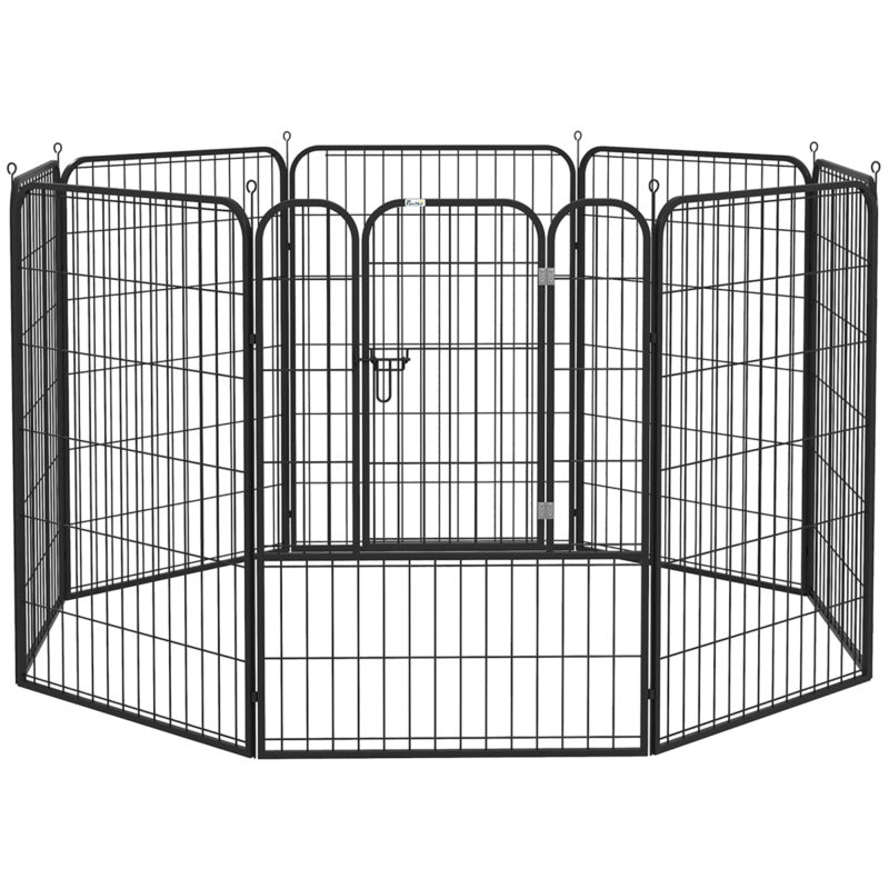 Pawhut Metal Pet Playpen Folding Run Fence Hutch Cage - Indoor/outdoor Adaptable Design