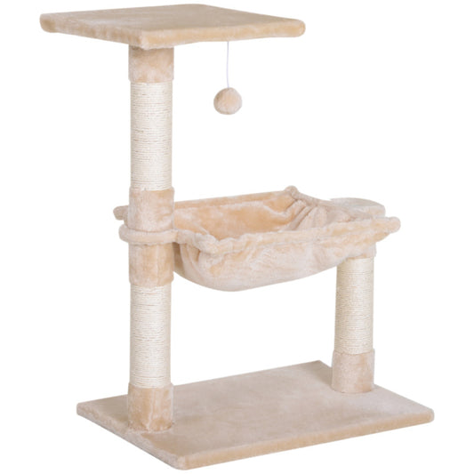 Pawhut Two-tier Cat Activity Tree With Hammock & Sisal Scratching Posts