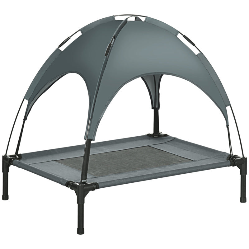 Elevated Dog Bed Cooling Raised Pet Cot 18cm High - Supports 20kg, 76cm - Grey