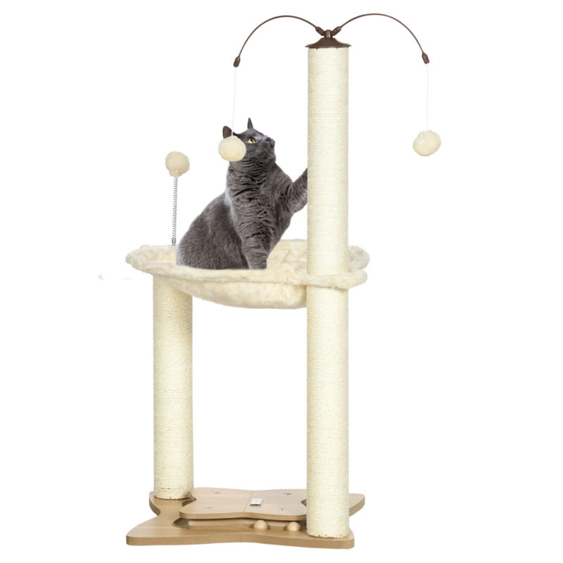 Cat Tree Scratching Posts Hammock Toy Ball - Beige