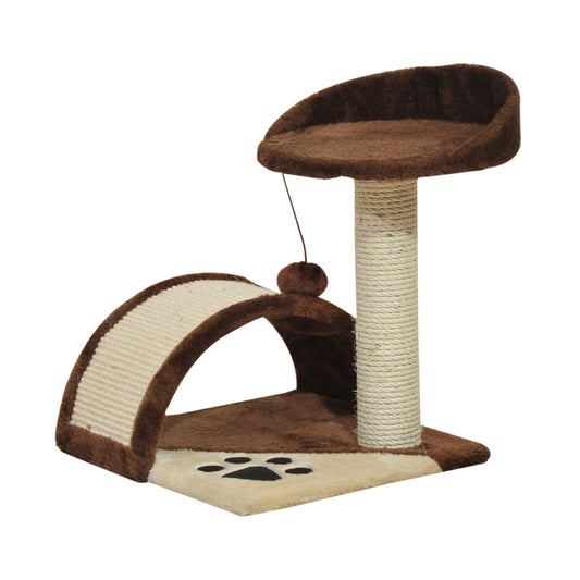 Pawhut Sisal Cat Tree With Scratching Posts & Teasing Ball Toy - All-day Activity Centre