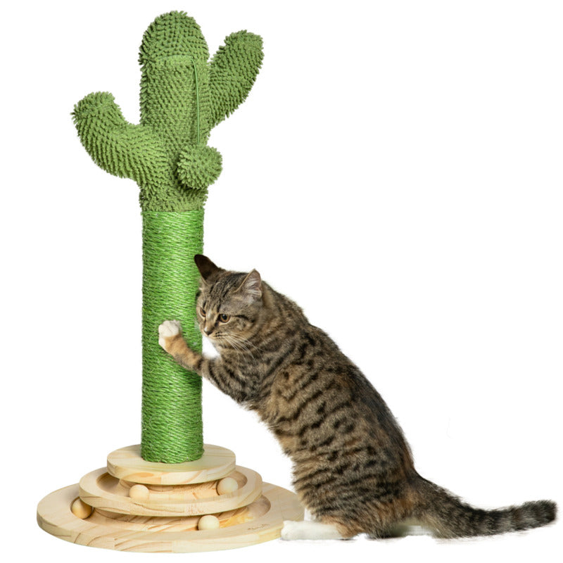 Sisal Scratching Post Cat Tree With Interactive Roller & Dangling Ball - Compact & Fun