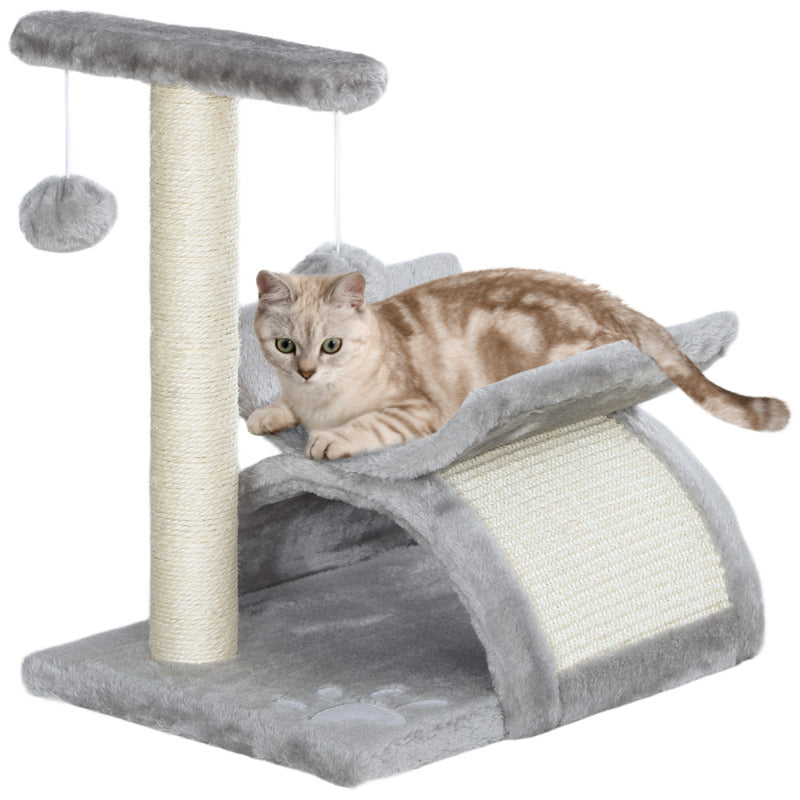 Pawhut Plush Cat Activity Centre Scratcher With Tunnel & Dangling Ball