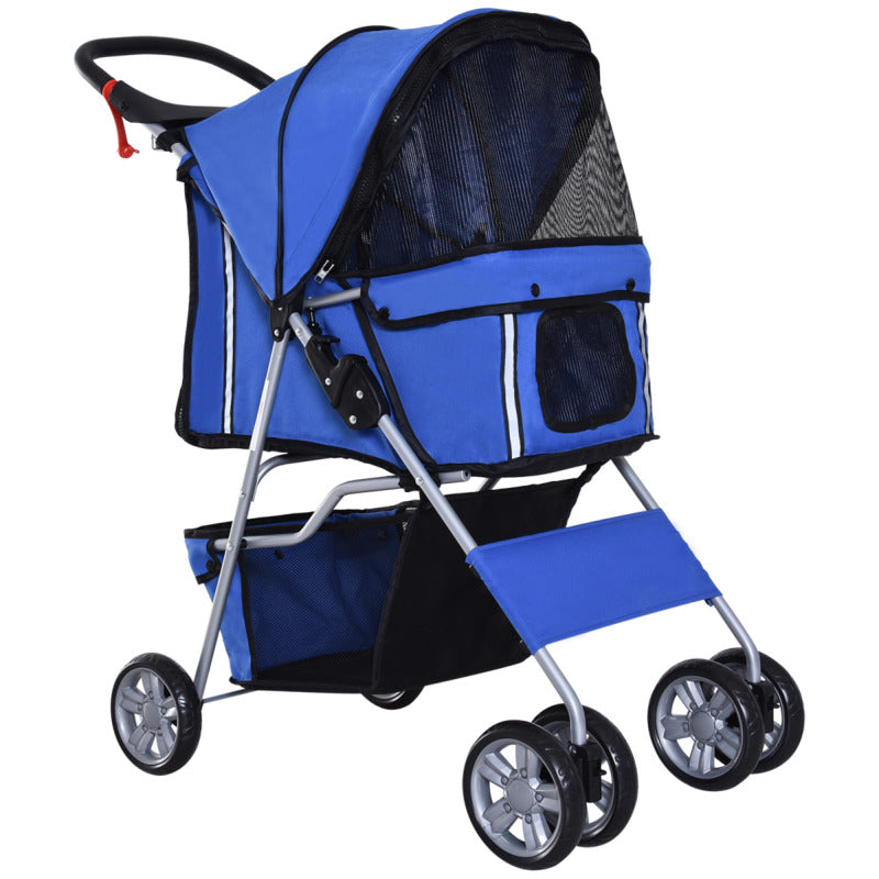 Pawhut Pet Stroller Cat Dog Jogger Pushchair Travel Carrier 4 Wheels