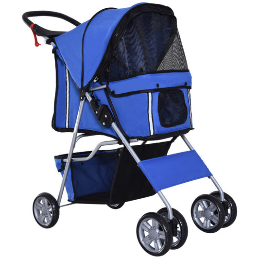 Pawhut Pet Stroller Cat Dog Jogger Pushchair Travel Carrier 4 Wheels