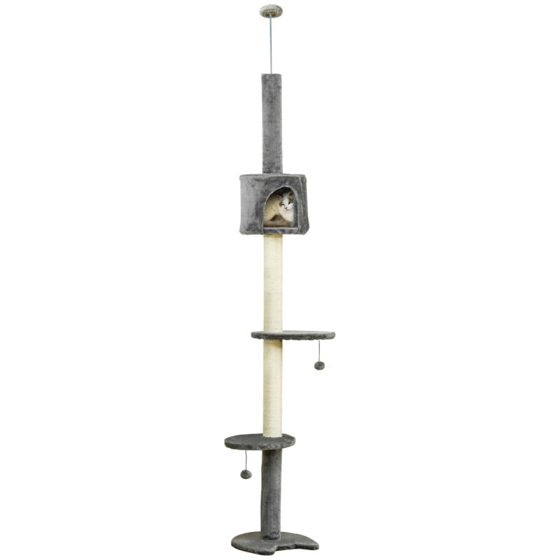Pawhut Multi-floor Cat Tree With Solid Scratching Post And Cozy Cat Box - Light Grey