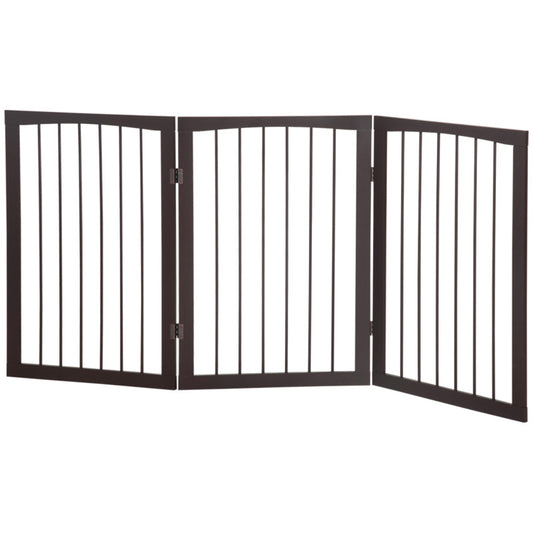 Pawhut Pine Wood Folding Pet Gate - Freestanding, Three-section, Durable, Indoor Safety Fence