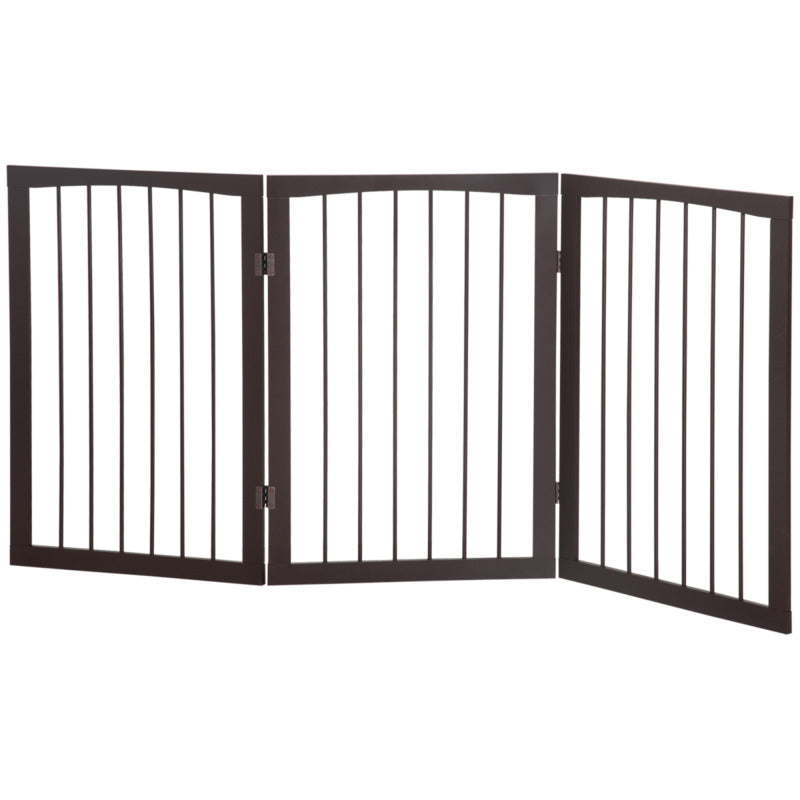 Pawhut Pine Wood Folding Pet Gate - Freestanding, Three-section, Durable, Indoor Safety Fence