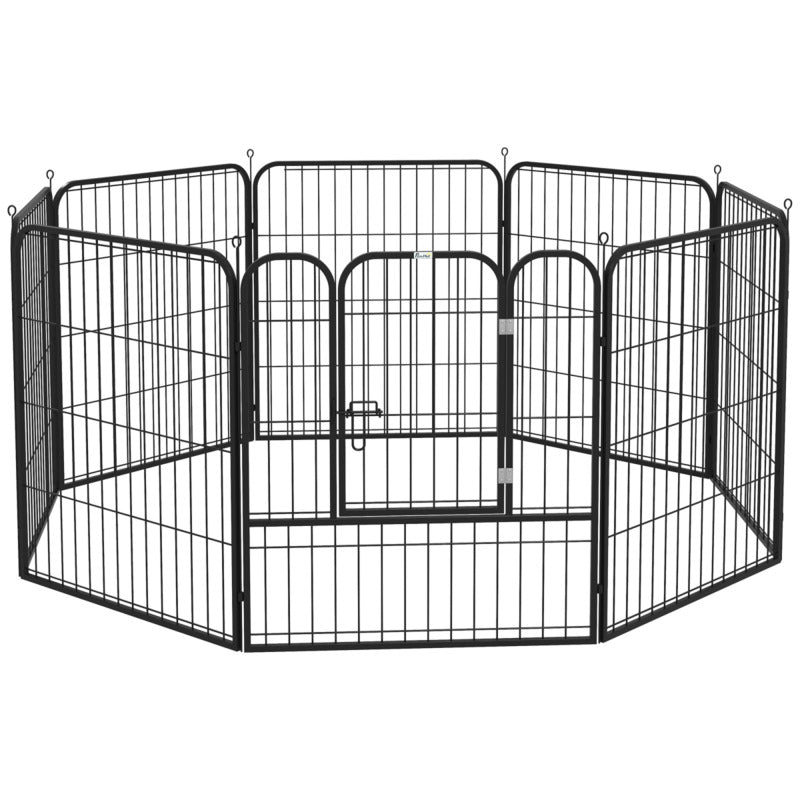 Pawhut Metal Pet Playpen Dog Rabbit Puppy Cage Folding Run Fence Hutch - 4 Sizes
