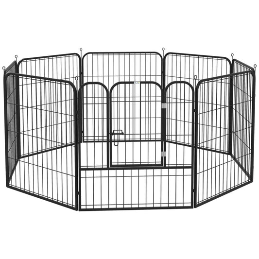 Pawhut Metal Pet Playpen Dog Rabbit Puppy Cage Folding Run Fence Hutch - 4 Sizes
