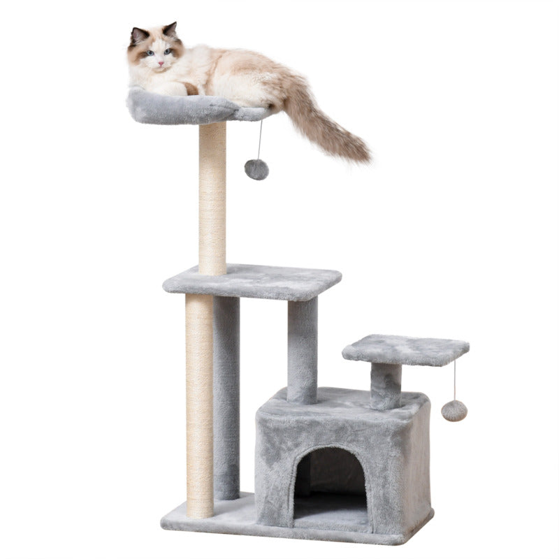 Pawhut Cat Tree Tower W/ Sisal Scratching Posts & Hanging Ball Condo 60 X 40 X 114cm