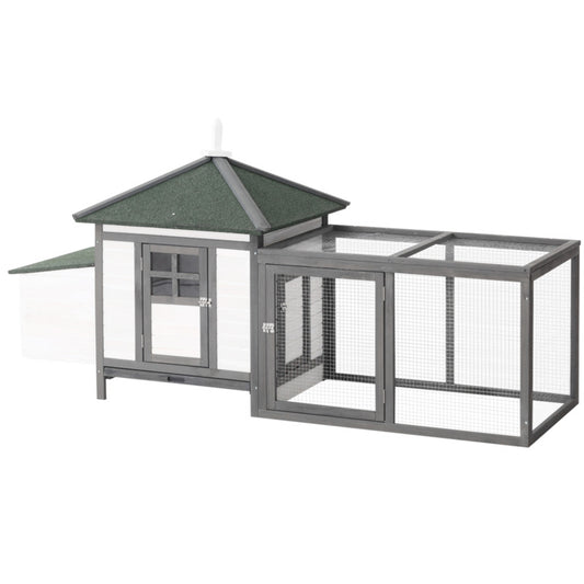 Pawhut Wooden Chicken Coop With Nesting Box And Outdoor Run - Water-resistant Roof, Easy-clean Design, Predator Protection