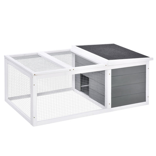 Pawhut Wooden Small Animal Hutch With Water-resistant Asphalt Roof - All-season Pet Run