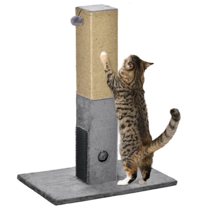 Pawhut Jute Cat Scratching Post 79cm Scratcher Climber Activity Centre - Grey