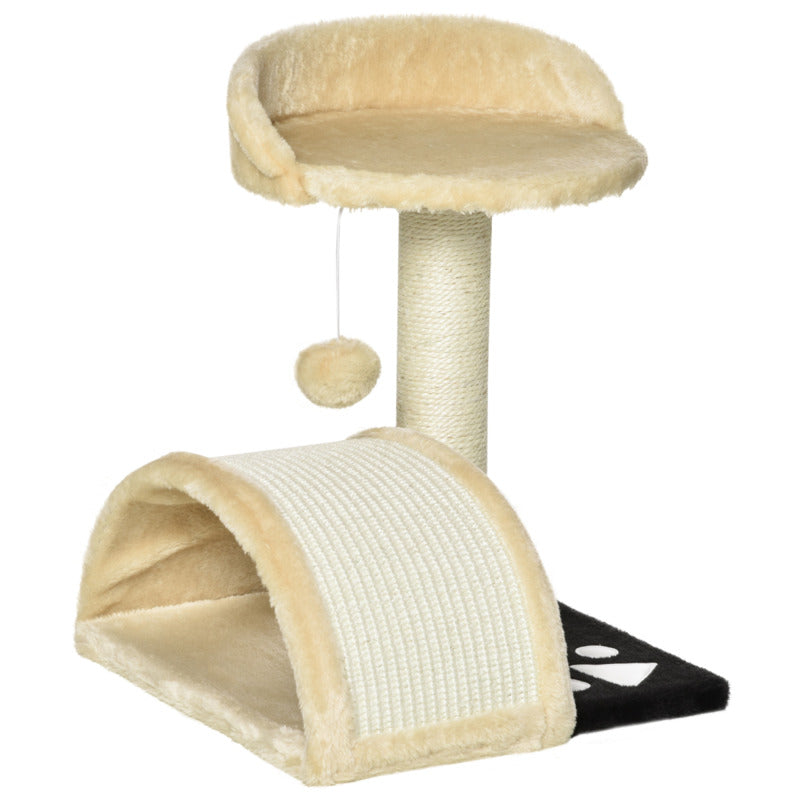 Pawhut Natural Sisal Cat Tree Activity Centre With Scratching Posts, Board, Toy - Multi-level Playground