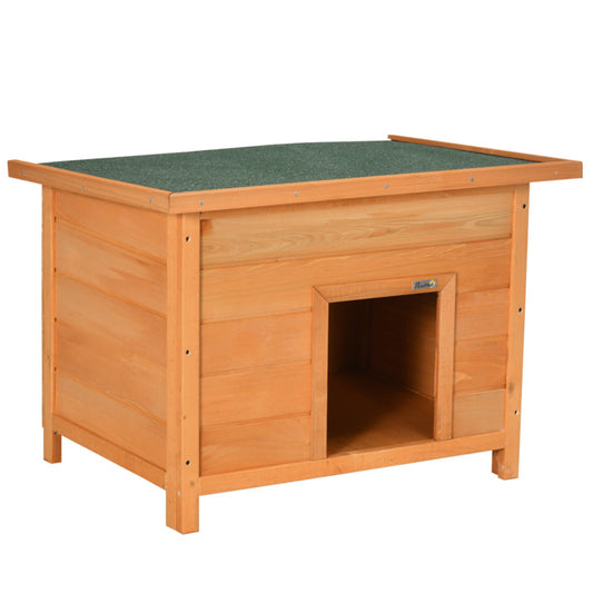 Pawhut Fir Wood Dog Kennel House 82cm - Weatherproof Garden Pet Shelter