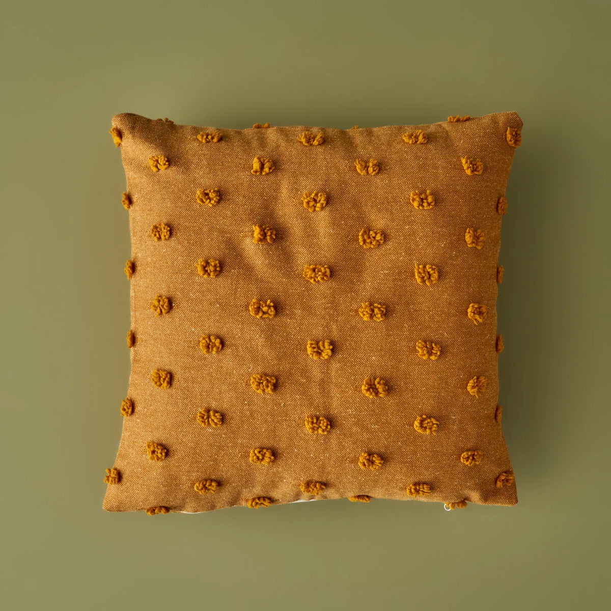 Maroc Cotton Dotted Throw Pillow - Mustard
