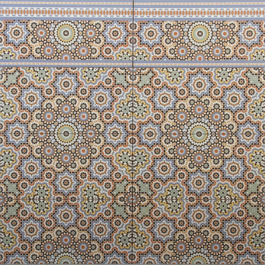 Marokkanische Wandfliesen 50x25 – Rosetten-Mosaik