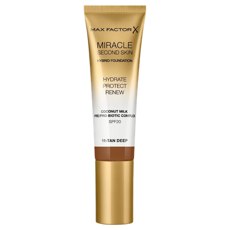 Max Factor SPF20 Miracle Second Skin Hybrid Foundation 11 Tan Deep - 30 ml