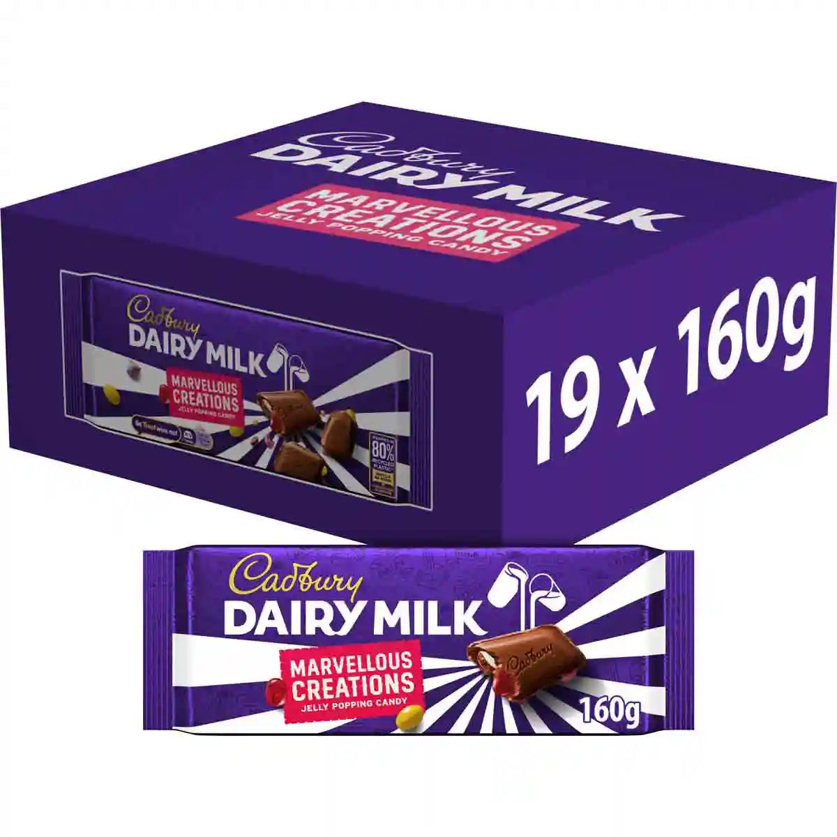 Dairy Milk Jelly Popping Candy Bar 160g (Box of 19)