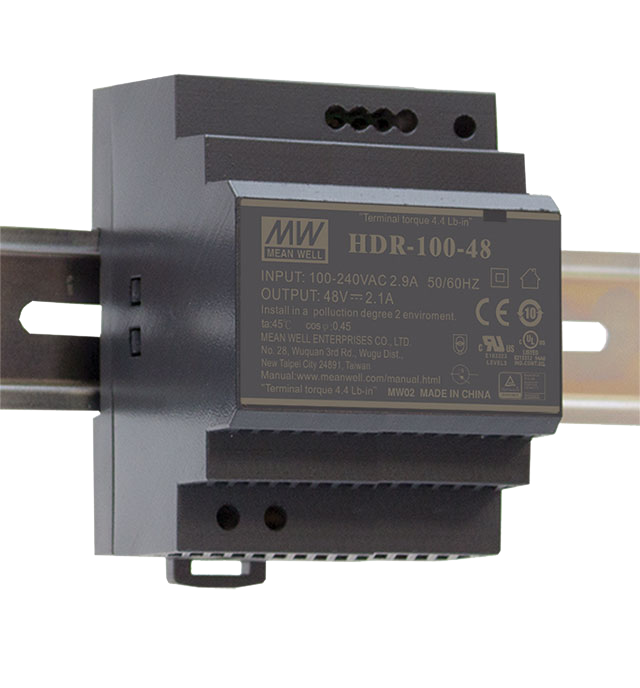 Mean Well HDR-100-24 – 24 V Hutschienen-Netzteil 92 W, Ultra Slim, DIN-Rail, TÜV, CE, UL