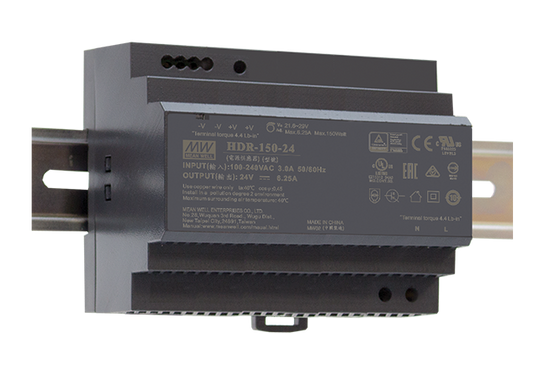 Mean Well HDR-150-24 – 24 V Hutschienen-Netzteil 150 W, Ultra Slim, DIN-Rail, TÜV, CE, UL