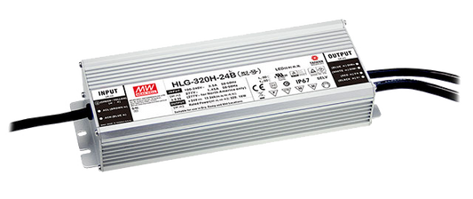 Mean Well HLG-320H-24B – 24V 320W LED-Treiber in IP67, dimmbar, Konstantspannung/Konstantstrom