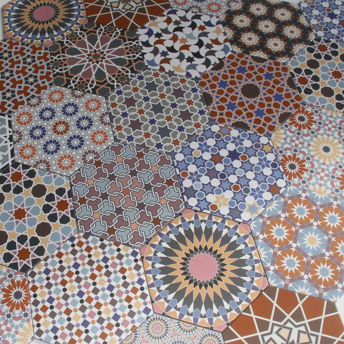 Orientalisch Patchwork-Fliesen – 32,8x28,5 cm Hexagon