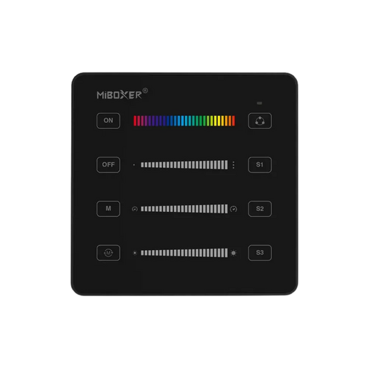 MiBoxer B6 SPI LED Wandfernbedienung Schwarz – für digitale LED Streifen, 2.4 GHz Funk, dimmbar