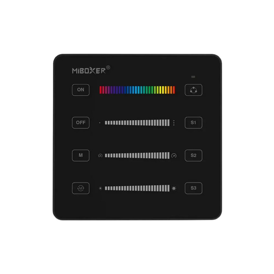 MiBoxer B6 SPI LED Wandfernbedienung Schwarz – für digitale LED Streifen, 2.4 GHz Funk, dimmbar